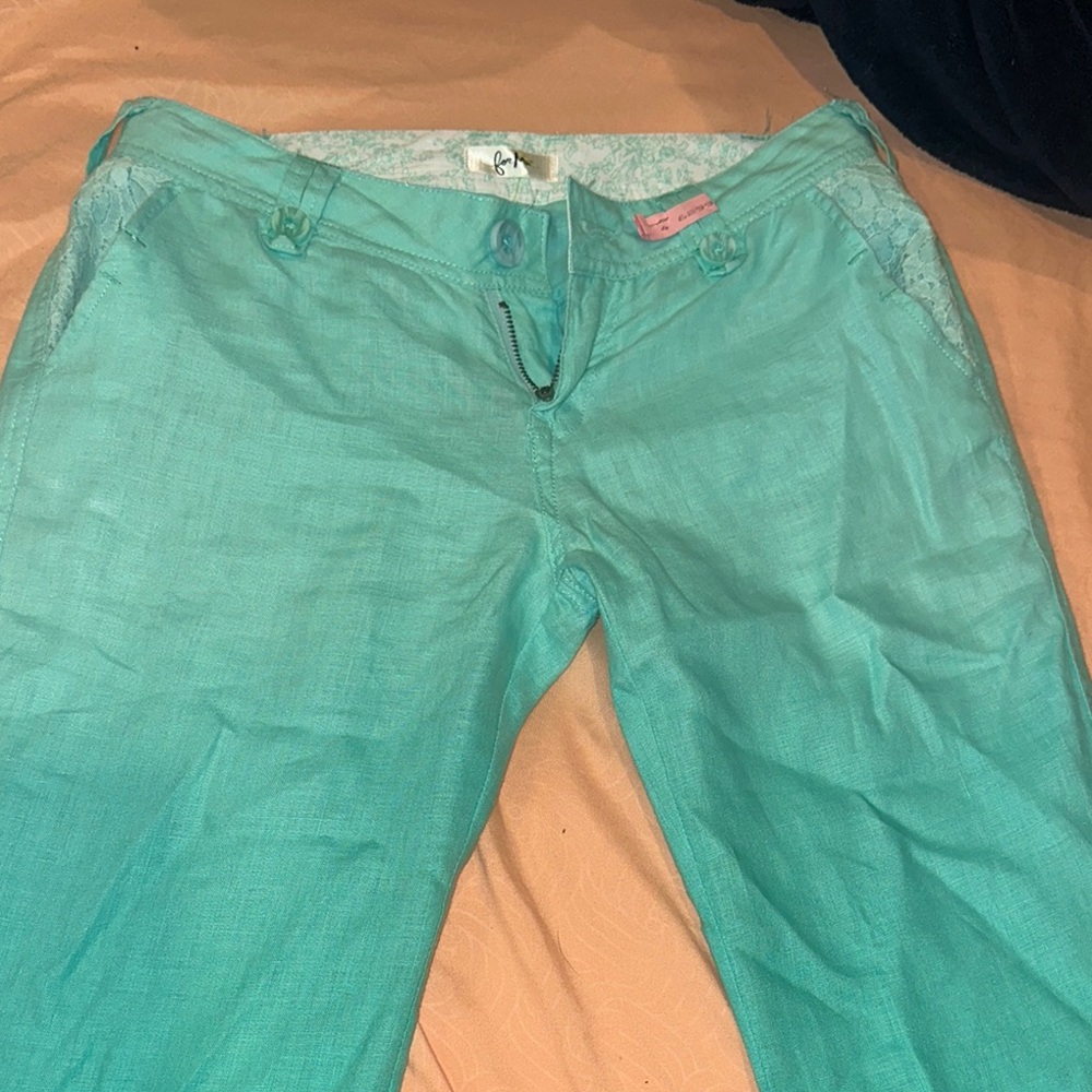 Women's Teal linen pants by For Me size S
